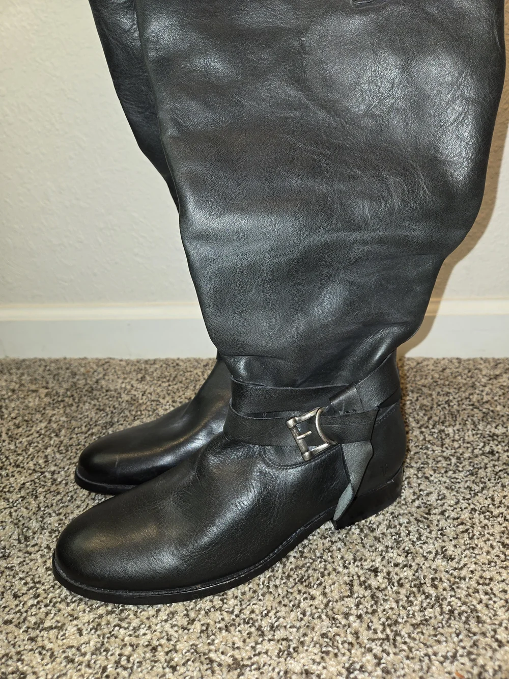 Frye Black Leather Zip Mid-Calf Boot Size 9 NWT